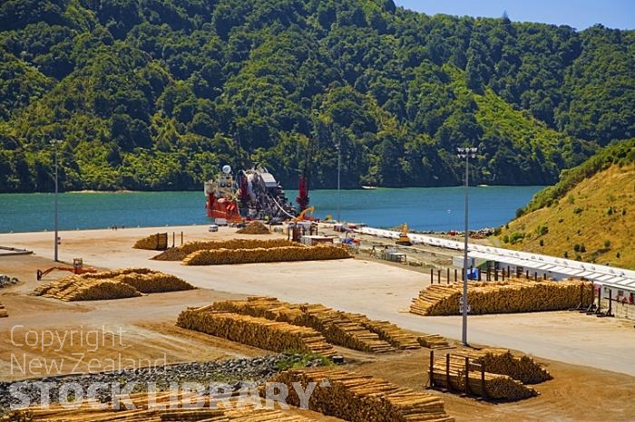 Marlborough Sounds;Marlborough;bush;native forrest;hills;mountains;Waimahara Wharf;Shakespeare Bay;cable laying;logging