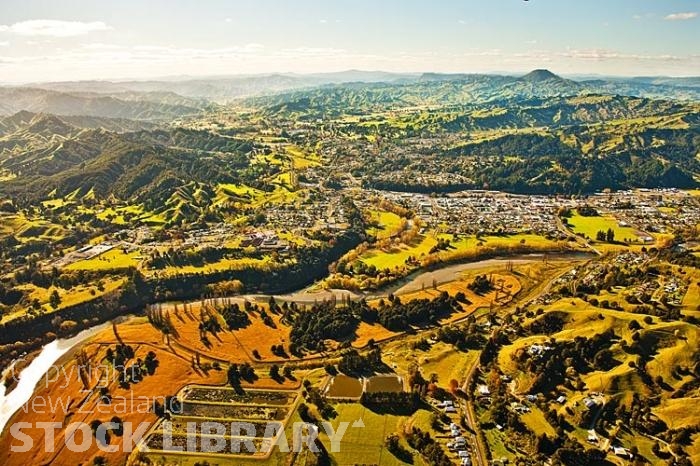 Aerial;Taumarunui;South Waikato;airport;agricultural;Timber;timber industry;river;Trout Fishing;Scenic flights;agriculture;sheep;rail line rail link;rail station;Ongarue River