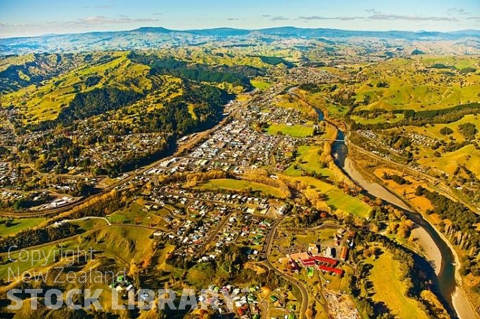 Aerial;Taumarunui;South Waikato;airport;agricultural;Timber;timber industry;river;Trout Fishing;Scenic flights;agriculture;sheep;rail line rail link;rail station;Ongarue River