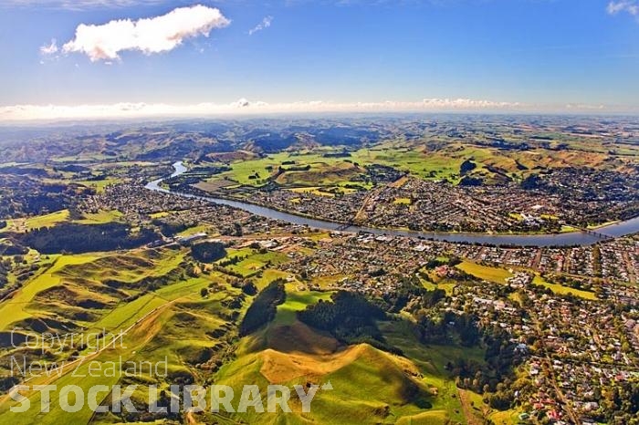 Aerial;Whanganui;Regional Centre;Whanganui River Mouth;Whanganui;Kowhai Park;Durie Hill Tunnel;Aromoana Lookout;Ward Observatory;native forest;sheep;sheep shearing;Raukawa Falls;agricultural centre;agriculture;Fishing;Castlecliff Beach;angling;white bating;tramping tracks;green fields;airport;New Zealand photography
