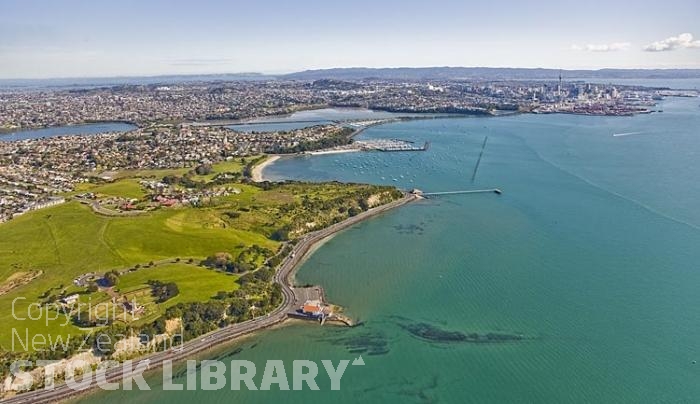 Aerial;Kohimarama;Auckland East;Auckland;Tamaki Strait;blue sky;blue sea;Beach;homes;New Zealand photography;Selwyn College;Michael David Savage park;Michael David Savage;Michael David Savage monument