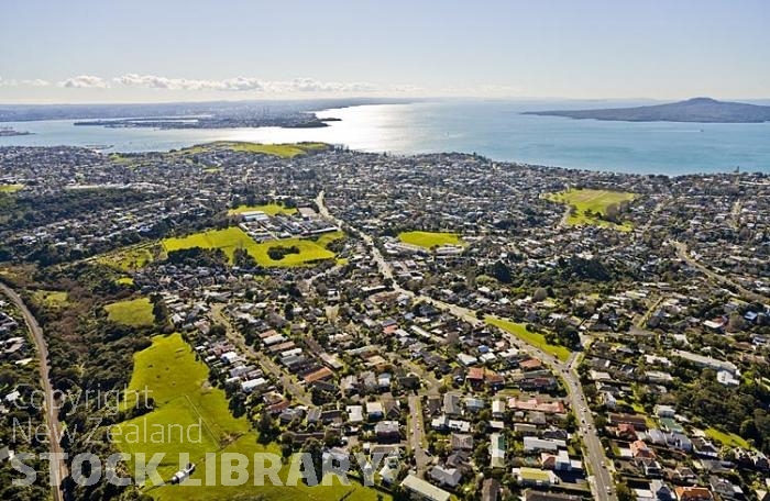 Aerial;Kohimarama;Auckland East;Auckland;Tamaki Strait;blue sky;blue sea;Beach;homes;New Zealand photography;Selwyn College