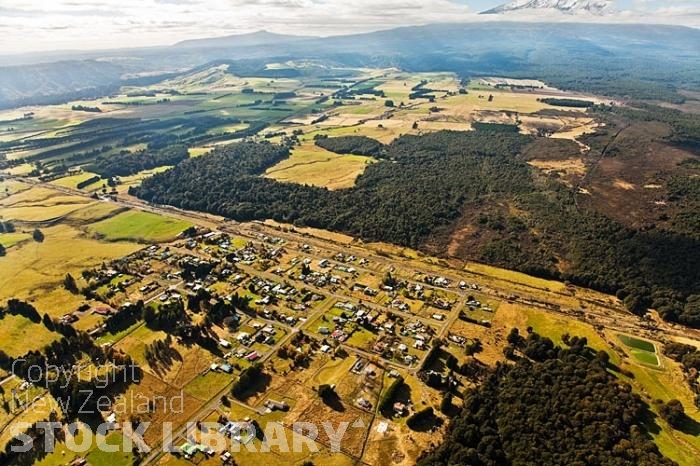 Aerial;Rangataua;Tongariro National Park;Timber;timber industry;river;Trout Fishing;Tongariro National Park;Rail traffic;rail;Ski;Ski town