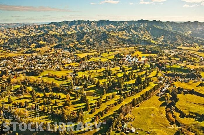 Aerial;Taumarunui;South Waikato;airport;agricultural;Timber;timber industry;river;Trout Fishing;Scenic flights;agriculture;sheep;rail line rail link;rail station;Ongarue River;Golf course