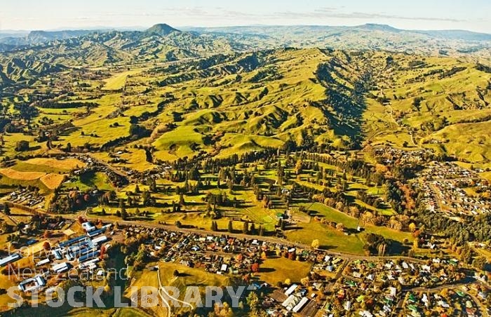 Aerial;Taumarunui;South Waikato;airport;agricultural;Timber;timber industry;river;Trout Fishing;Scenic flights;agriculture;sheep;rail line rail link;rail station;Ongarue River;airfield