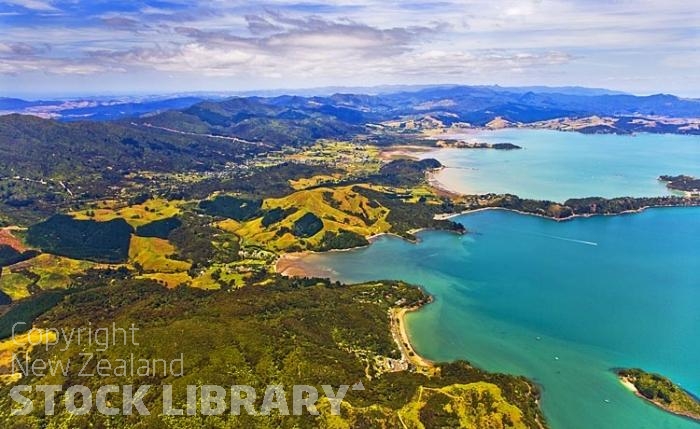 Aerial;Coromandel;sandy beaches;sand dunes;bachs;holiday homes;blue sky;blue sea;bush;native forrest;River;harbour entrance;harbour;waka;bluffs;cliffs;boating;Long Bay