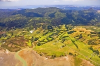 Aerial;Coromandel;sandy_beaches;sand_dunes;bachs;holiday_homes;blue_sky;blue_sea