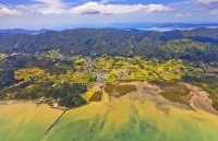 Aerial;Coromandel;sandy_beaches;sand_dunes;bachs;holiday_homes;blue_sky;blue_sea