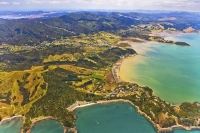 Aerial;Coromandel;sandy_beaches;sand_dunes;bachs;holiday_homes;blue_sky;blue_sea