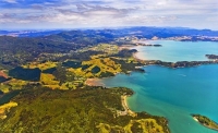 Aerial;Coromandel;sandy_beaches;sand_dunes;bachs;holiday_homes;blue_sky;blue_sea