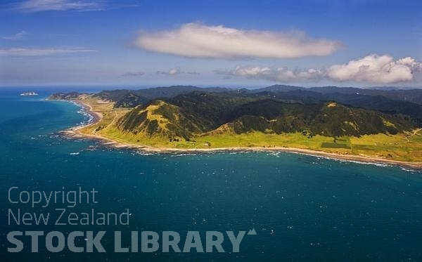 aerial;East Cape;blue sea;blue sky;sandy beaches;sea;sea fishing;harbour;bachs;Fishing;dinghies;fishing boats;coast;bluffs;cliffs;rocky shoreline;rivers;river mouth;bays;East Cape;East Island