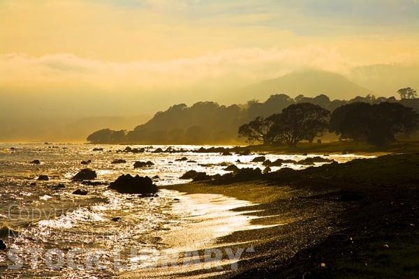 Waihou;Bay;church;bluffs;cliffs;rocky shorelines;sea fishing;Marai;Maori carving;Maori warrior;bush;mountains;bush;native forrest;bachs;holiday homes;golden light;sea fishing;dawn