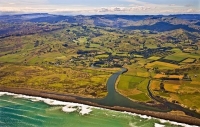 Aerial;Hawkes_Bay_Coast;bush;native_forrest;golden_sands;bluffs;River;cliffs;san