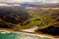 Aerial;Hawkes_Bay_Coast;bush;native_forrest;golden_sands;bluffs;River;cliffs;san