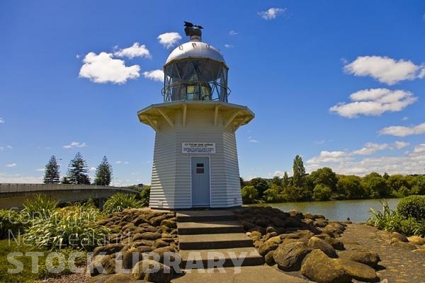 Wairoa;Hawkes Bay;Wairoa River;bridge;lighthouse;District Council landscaping;blue sky