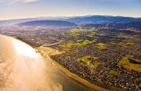 Aerial;Pararaumu;Kapiti_Coast;Waikanae_River;Cook_Strait;native_forest;Blue_sky;