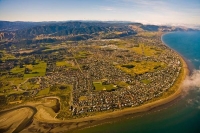 Aerial;Pararaumu;Kapiti_Coast;Waikanae_River;Cook_Strait;native_forest;Blue_sky;