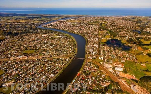 Aerial;Whanganui;Regional Centre;Whanganui River Mouth;Whanganui;Kowhai Park;Durie Hill Tunnel;Aromoana Lookout;Ward Observatory;native forest;sheep;sheep shearing;Raukawa Falls;agricultural centre;agriculture;Fishing;Castlecliff Beach;angling;white bating;tramping tracks;green fields;airport;New Zealand photography