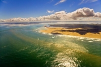 Aerial;Kaipara_Harbour;Rodney;green_fields;paddocks;Tasman_Sea;blue_sky;blue_sea