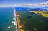 Aerial;Kaipara_Harbour;Rodney;green_fields;paddocks;Tasman_Sea;blue_sky;blue_sea