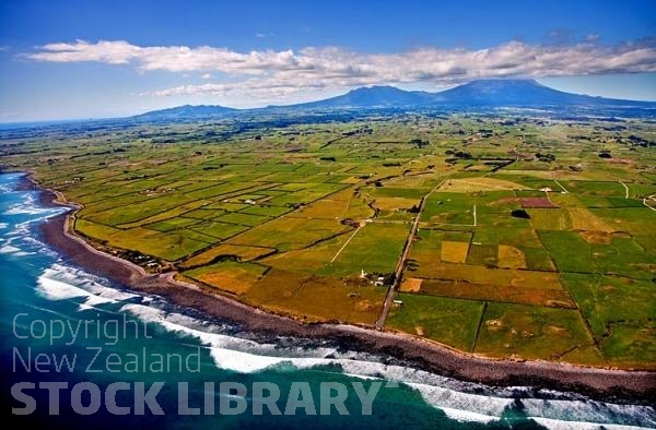 Aerial;Cape Egmont Region;Cape Egmont;River;Rivers;bush;native forrest;landscape;Clear water;Cape Egmont;Lighthouse;Mount Egmont;Mount taranaki;dairy country;green paddocks;green fields