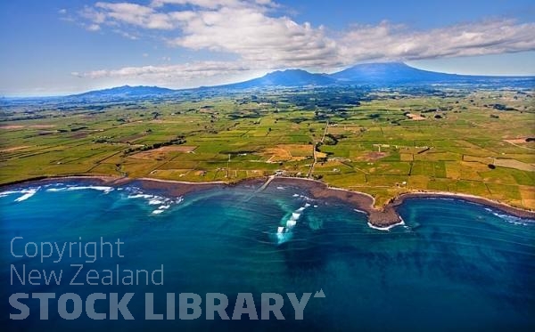 Aerial;Cape Egmont Region;Cape Egmont;River;Rivers;bush;native forrest;landscape;Clear water;Lighthouse;landscape;green fields;green paddocks;Mount taranaki;Mount Egmont;dairy country