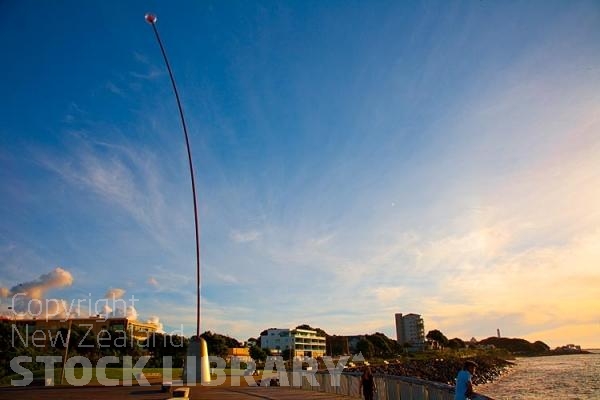 New Plymouth;Taranaki;Down Town;Wind Wand;Sea;sea front;late light