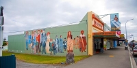 Opunake;Taranaki;churches;school;cafes;murals;sculptures;post_office;shops;Mural