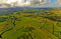 Aerial;Dannevirke;Tararua;cafes;sculptures;post_office;shops;clock_tower;church;