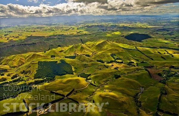 Aerial;Waipukurau;Tararua;church;green fields;paddocks;Landscape of the Waipukurau region;Landscape;Waipukurau;region;green hills;sheep country