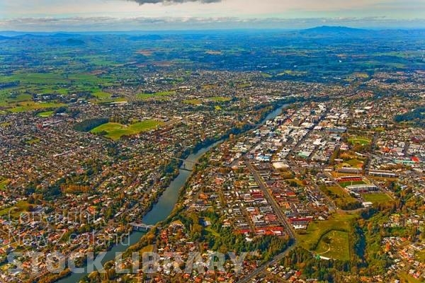 Aerial;Hamilton;Waikato River;industrial buildings;suburburban;Lake Rotoroa;Waikato Hospital;hamilton Hospital;Bridges;Waikato Bridges;Sport Staduim;Rugby Stadium