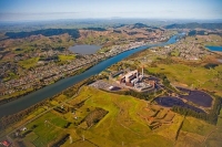 Aerial;Huntly;Waikato_River;suburburban;bridge;green_fields;River;bridge;New_Zea