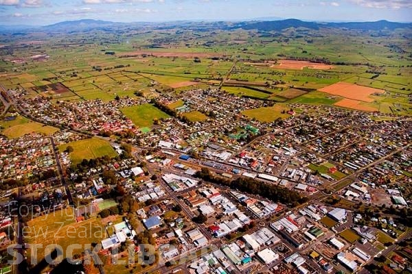 Aerial;Matamata;Waikato;suburburban;bridge;green fields;New Zealand;agricultural;Horse race track;gliding;gliding airfield