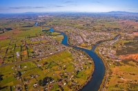 Aerial;Ngaruawahia;Waikato_River;suburburban;bridge;green_fields;River;bridge;Ma