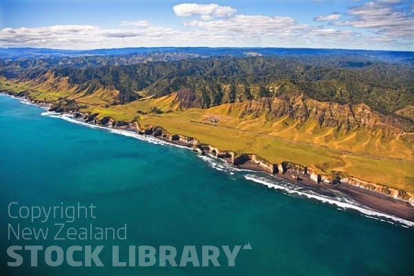 Aerial;West Coast Waikato;Waikato;coastal;bachs;holiday homes;bush;native forrest;blue sky;blue sea;boating;Fishing boats;bluffs;cliffs;golden sands;rocky shorelines;sandy beaches;sheep country;Tasman sea;state highway 3;state highway three;coastal road;coastal highway;caves