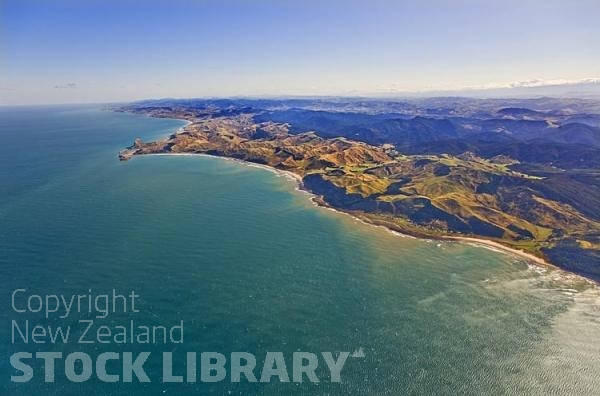 Takaka and River;Aerial;Castle Point;Wairarapa;Blue sea;blue sky;cumulus clouds;rocky shorelines;sandy beaches;scenic beauty;golden sands;bluffs;cliffs;lighthouse;fishermen;anglers;rocky outcrops;fishing boats;beach launched boats;Castlepoint;Whakataki