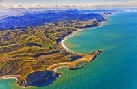 Aerial;Castle_Point;Wairarapa;Blue_sea;blue_sky;cumulus_clouds;rocky_shorelines;