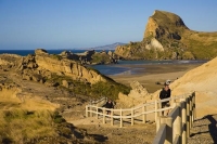 Castle_Point;Wairarapa;Blue_sea;blue_sky;cumulus_clouds;rocky_shorelines;sandy_b