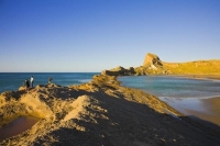 Castle_Point;Wairarapa;Blue_sea;blue_sky;cumulus_clouds;rocky_shorelines;sandy_b