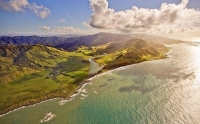 Aerial;Wairarapa_Coast;Wairarapa;Blue_sea;blue_sky;cumulus_clouds;rocky_shorelin