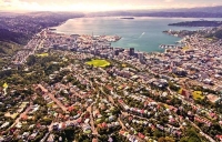 Aerial;Wellington;Beehive;parliament;down_town;highrise;airport;bays;marina;dock