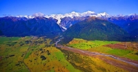 Aerial;Fox_Glacier;West_Coast;mountains;valleys;river;Fox_Glacier_Township;glaci
