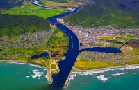 Aerial;Greymouth;West_Coast;State_Highway_6;mountains;valleys;Grey_river;Tasman_