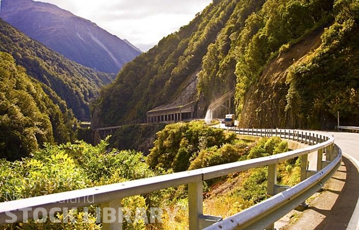 Arthur's Pass Route;West Coast;mountains;hills;Lakes;tussock grass;tussock;bush;native forrest;state highway 73;scree;rocky out crops;boulders;sheep;Concrete Road Protection;cliffs;Concrete;Road Protection;rocky out crops