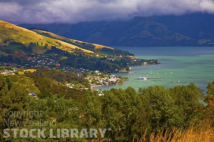 Banks Peninsula;Canterbury;Green Paddocks;green fields;bush;native;forrest;french settlement;french culture;harbour;Akaroa;Akaroa Harbour;lighthouse