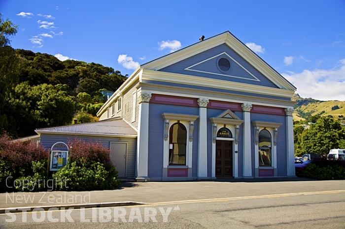 Banks Peninsula;Canterbury;Green Paddocks;green fields;bush;native;forrest;french settlement;french culture;harbour;Akaroa;Akaroa Harbour;Gaiety Theatre;Gaiety;Theatre