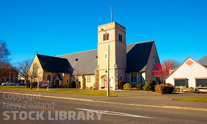 Ashburton;Canterbury;Canterbury Plain;Green Paddocks;green fields;church;churches;art gallery;blue sky;St Stephen's Anglican Church;St Stephen's;Anglican;Church