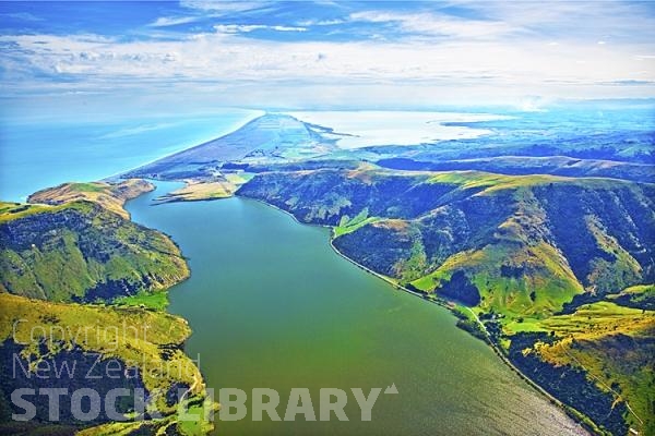 South Canterbury Coast;Canterbury;hills;Canterbury Plain;coastline;golden sands;green fields;paddocks;green paddocks;rivers;Pacific ocean;Lake Forsyth;Lake Ellsmere;Kaitorete Spit