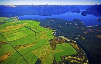 Aerial;Lake_Manapouri;Fiordland;mountains;hills;rivers;Road;State_Highway_95;bus