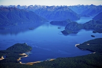 Aerial;Lake_Manapouri;Fiordland;mountains;hills;rivers;Road;State_Highway_95;bus